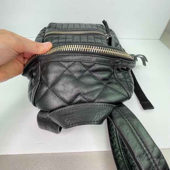 Marc by Marc Jacobs Domo Biker Black Quilted Leather Zip Backpack with Pockets - Picture 9 of 16